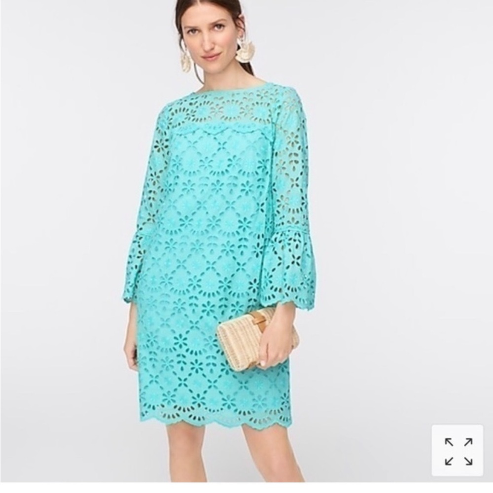 NWT J. Crew bell sleeve dress embroidered dress Size 2